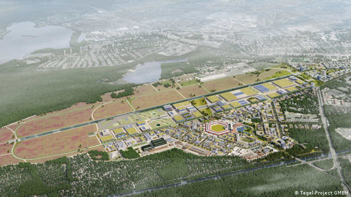 A rendering of the Tegel Project's plans bird's-eye view