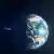 La Tierra con el cometa Neowise. Ilustración 3D con imágenes de la NASA (foto de referencia).