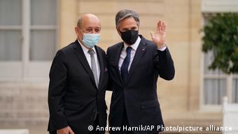 Frankreich Außenminister Jean-Yves Le Drian empfängt US-Außenminister Antony Blinken
