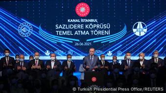Türkei Megaprojekt Istanbul l Erdogan, Rede zum Spatenstich für die Sazlidere-Brücke