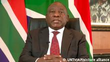 03.12.2020
In this image made from UNTV video, Cyril Ramaphosa, President to South Africa, speaks in a pre-recorded message which was played during the U.N. General Assembly's special session to discuss the response to COVID-19 and the best path to recovery from the pandemic, Thursday, Dec. 3, 2020, at UN headquarters in New York. (UNTV via AP)