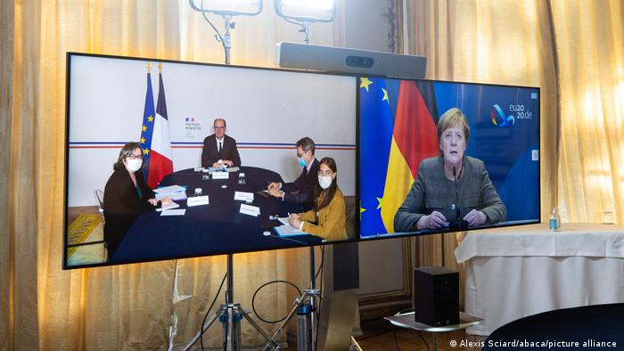 Jean Castex und Angela Merkel Videokonferenz Frankreich Deutschland 