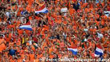 Dutch fans during the Euro 2020 soccer championship round of 16 match between Netherlands and Czech Republic in Budapest, Hungary, June 27, 2021. (CTK Photo/Ondrej Deml)