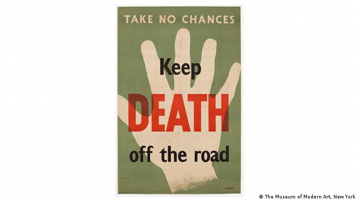 Ashley Havinden Lithographie von 1947. Darauf ist zu lesen: Take No Chances. Keep Death Off the Road