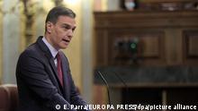 Pedro Sanchez, Ministerpräsident von Spanien, spricht im Parlament. In der Sitzung erklärte die Zentralregierung die Gründe, warum sie die inhaftierten katalanischen Unabhängigkeitsführer begnadigt hat. +++ dpa-Bildfunk +++