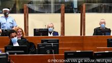 Former head of Serbia's state security service Jovica Stanisic and his subordinate Franko Frenki Simatovic appear in court at the UN International Residual Mechanism for Criminal Tribunals (IRMCT) in The Hague, Netherlands June 30, 2021. REUTERS/Piroschka van de Wouw/Pool