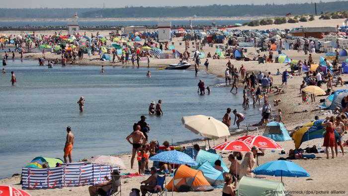Crowded beach on the Baltic Sea, Germany Crowded beach on the Baltic Sea, Germany