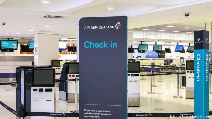 An Air New Zealand check in counter in Sydney 
