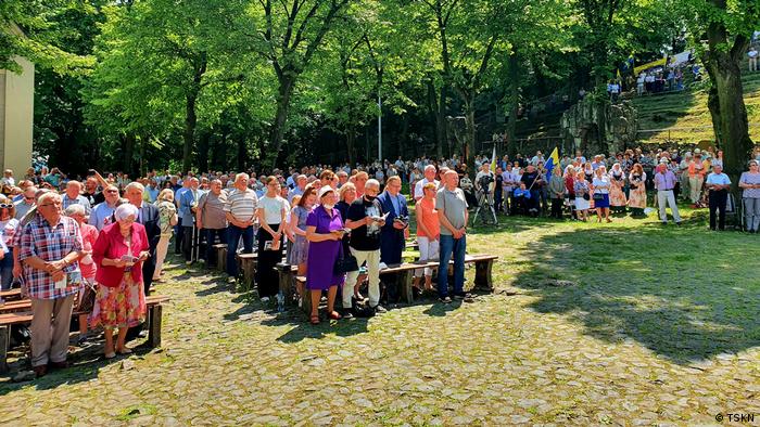Niemiecka mniejszość podczas uroczystości na Górze św. Anny