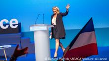 Marine Le Pen, RN president. The Rassemblement National organized its XVIIth congress in Perpignan (France), on July 3 and 4, 2021. Following the recent regional and departmental elections, and the drop in the number of elected representatives, the far-right party faces to an internal crisis. The members voted for the election of the National Council and the President of the movement. Photo by Patrick Batard / ABACAPRESS.COM