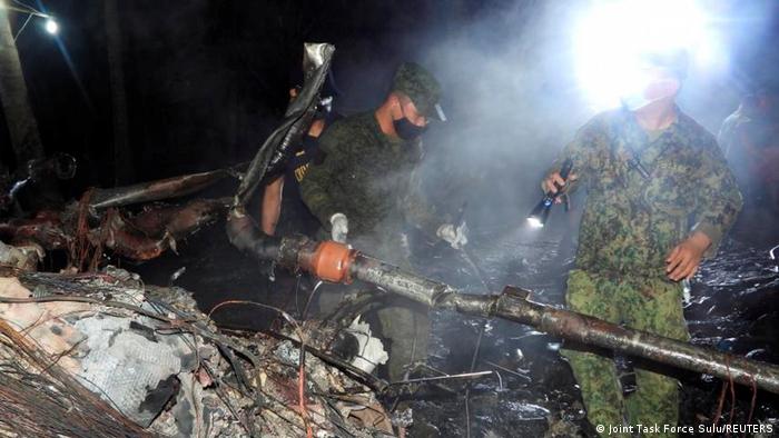 Search and rescue operations following the crash of the Philippines Air Force Lockheed C-130 plane carrying troops