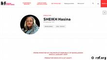 RSF’s 2021 “Press freedom predators” gallery – old tyrants, two women and a European
Quelle: https://rsf.org/en/predator/sheikh-hasina