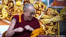 Tibetan spiritual leader the Dalai Lama gestures during the fourth day of a series of teachings in Bodhgaya on January 5, 2020. (Photo by SUMAN / AFP) (Photo by SUMAN/AFP via Getty Images)