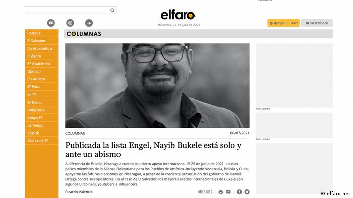 Screenshot der Website elfaro.net