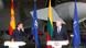 Spanish Prime Minister Pedro Sanchez and Lithuanian President Gitanas Nauseda attend a news conference that was briefly disrupted by an urgent take off at Siauliai air base Spanish Prime Minister Pedro Sanchez and Lithuanian President Gitanas Nauseda attend a news conference that was briefly disrupted by an urgent take off at Siauliai air base