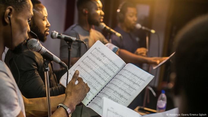 Nigerian choir recording passages for the soundscape This Too Shall Pass