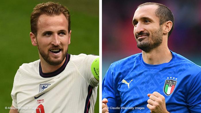 England captain Harry Kane and Italy captain Giorgio Chiellini