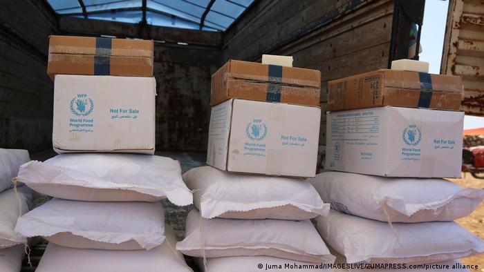 Humanitarian aid boxes to support north west Syria.