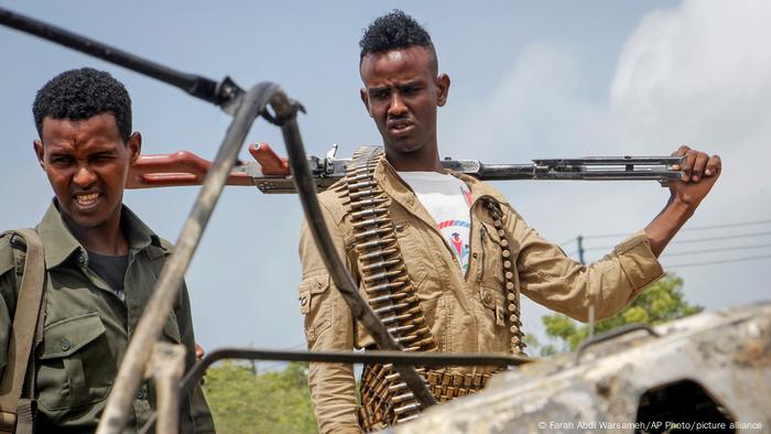 Armed Somali security officers.