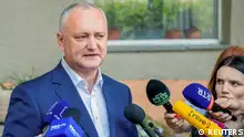 11.07.21 *** Igor Dodon, ex-president and leader of the Party of Socialists, speaks after voting at a snap parliamentary election, in Chisinau, Moldova July 11, 2021. REUTERS/Stringer NO RESALES. NO ARCHIVES
