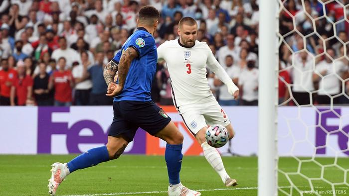 Luke Shaw volleys England into the lead in the second minute