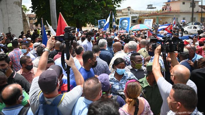 Cuban President Miguel Diaz-Canel in San Antonio de los Banos