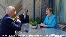STYLELOCATIONU.S President Joe Biden during a bilateral meeting with German Chancellor Angela Merkel, right, on the sidelines at the G7 Summit at the Carbis Bay Hotel, June 12, 2021 in Carbis Bay, Cornwall, United Kingdom. (Credit Image: Â© Adam Schultz/White House/Planet Pix via ZUMA Wire