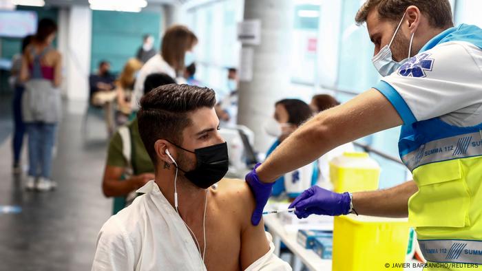 Man gets coronavirus vaccine in Madrid