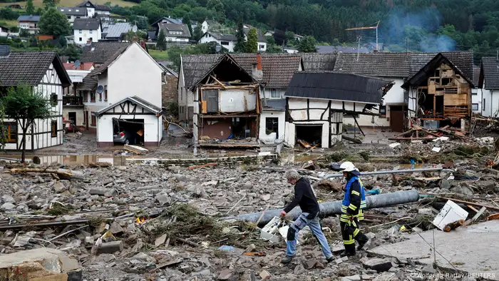 Die nach einem Hochwasserereignis zerstörte Stadt Schuld im Landkreis Ahrweiler in Rheinland-Pfalz
