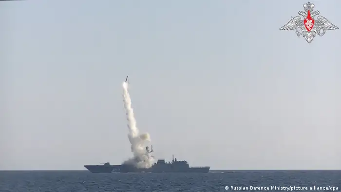 A Zircon hypersonic cruise missile is fired from a ship