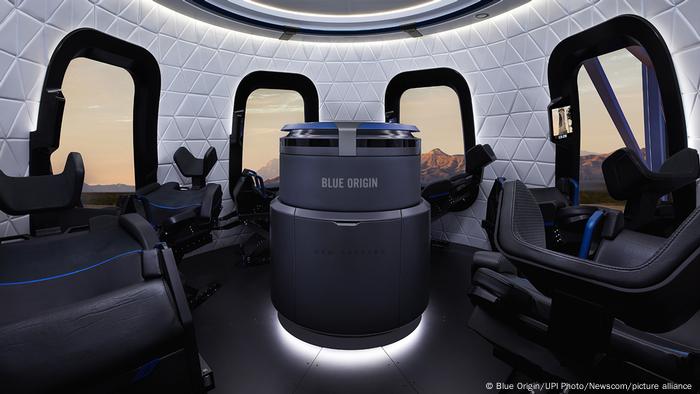 El interior del New Sheperd de Blue origin donde Bezos viajará junto a su hermano Mark Bezos, la aviadora de 82 años Wally Funk y el holandés de 18 años Oliver Daemen.