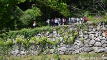 Italien Landwirtschaft Valbrenta.
via Ruby Russel
Masters' students in Landscape studies at university of Padua visited the terraces where the nonprofit Adopt a terrace has installed the exhibition Cultivate Arts Foto: Guia Baggi/DW Juni 2021