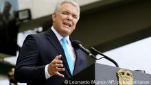 20.7.2021****Colombia's President Ivan Duque speaks during a military parade celebrating the country's 211 years of independence from Spain, at the General Jose Maria Cordoba Military School for Cadets in Bogota, Colombia, Tuesday, July 20, 2021. (AP Photo/Leonardo Munoz)