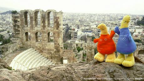 Phoebus and Athena - the mascots of the Olympics in Greece