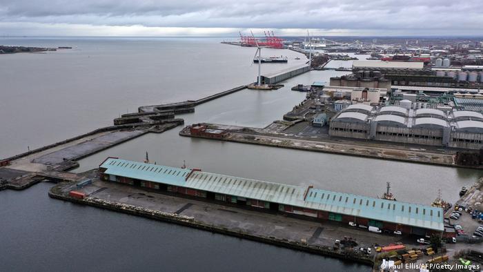 View of docks, harbor in Liverpool 