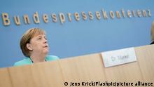 Aktuell,22.07.2021,Berlin,Bundeskanzlerin Dr. Angela Merkel im Portrait bei der Bundespressekonferenz zur Sommer-Pressekonferenz zu Aktuellen Themen der Innen- und Aussenpolitik