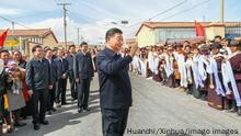 09.06.21 *** 210609 -- XINING, June 9, 2021 -- Chinese President Xi Jinping, also general secretary of the Communist Party of China Central Committee and chairman of the Central Military Commission, waves to villagers while visiting a village of Shaliuhe Township in Gangcha County of Haibei Tibetan Autonomous Prefecture, northwest China s Qinghai Province, June 8, 2021. Xi made an inspection tour of Qinghai Province from Monday to Wednesday. CHINA-QINGHAI-GANGCHA-XI JINPING-INSPECTION CN XiexHuanchi PUBLICATIONxNOTxINxCHN