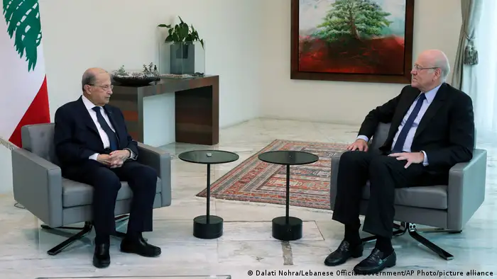 Libanon Präsidentenpalast | Michel Aoun, Präsident & Nadschib Miqati, ehemaliger Ministerpräsident