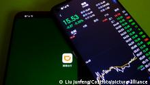 YICHANG, CHINA - JULY 6, 2021 - A mobile phone shows the Didi Chuxing APP and its stock price, Yichang, Hubei Province, China, July 6, 2021.
