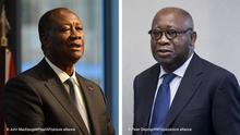 links
Ivory Coast's President Alassane Ouattara addresses participants of the G20 Investment Summit - German Business and the CwA Countries 2019 on the sidelines of a Compact with Africa (CwA) in Berlin, Germany on Nov. 19, 2019. (John MacDougall/Pool via AP)
rechts
epa05130981 Former Ivory Coast president Laurent Gbagbo arrives for the start of his trial at the International Criminal Court in The Hague, Netherlands, 28 January 2016. Gbagbo is in court along with a former youth minister Charles Ble Goude on charges of involvement in violence after 2010 presidential elections that left 3,000 people dead in Ivory Coast, once a haven of stability in West Africa. EPA/PETER DEJONG / POOL ++
