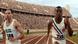 Film still 'Race': Two runners competing in a full stadium. Film still 'Race': Two runners competing in a full stadium.