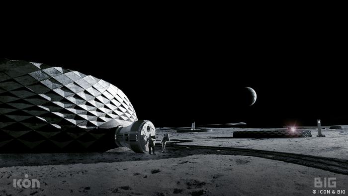 An impression of how a 3D-printed construction may look on the moon