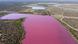 Aerial photo of a lagoon turned pink by industrial run-off Aerial photo of a lagoon turned pink by industrial run-off