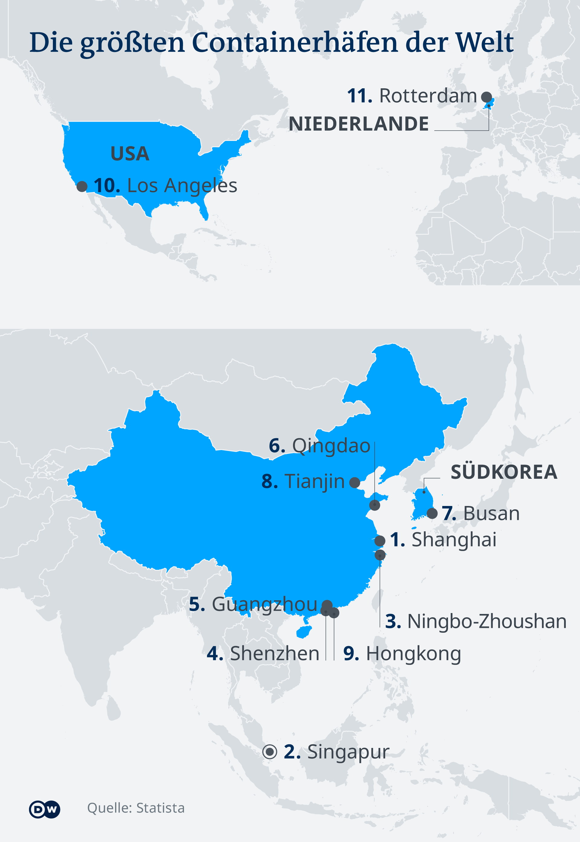 Infografik Karte Die größten Containerhafen der Welt DE