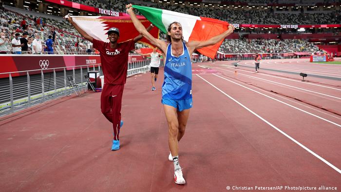 Qatar’s Mutaz Essa Barshim and Italy's Gianmarco Tamberi share gold