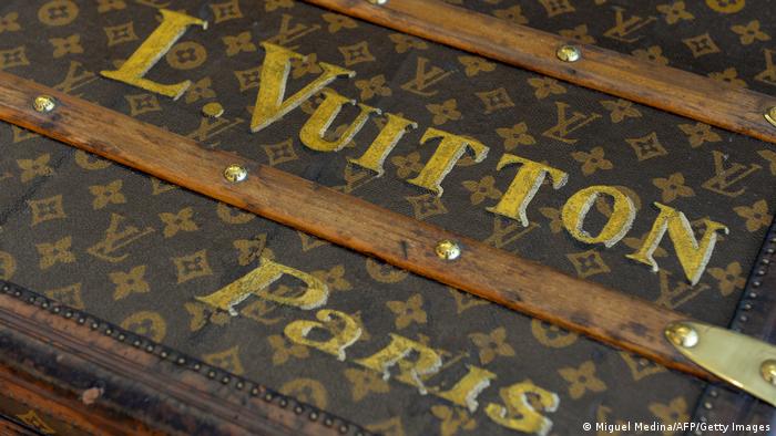 Detail of a vintage Louis Vuitton trunk