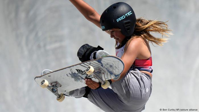 Skateboarder Sky Brown in action.