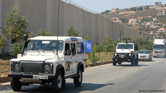 UN peacekeepers on patrol near the Israel-Lebanon border