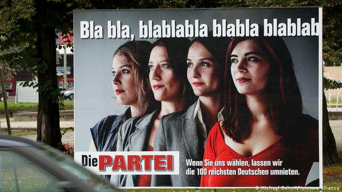 A campaign poster on a Berlin street for the satirical German political party Die Partei in 2013