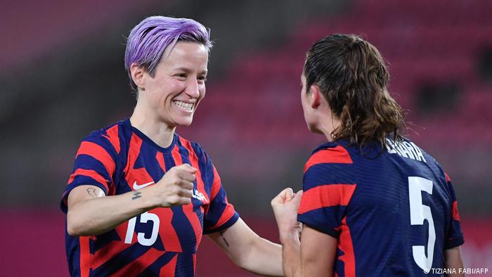 US football player Megan Rapinoe in action during the Tokyo Olympics
